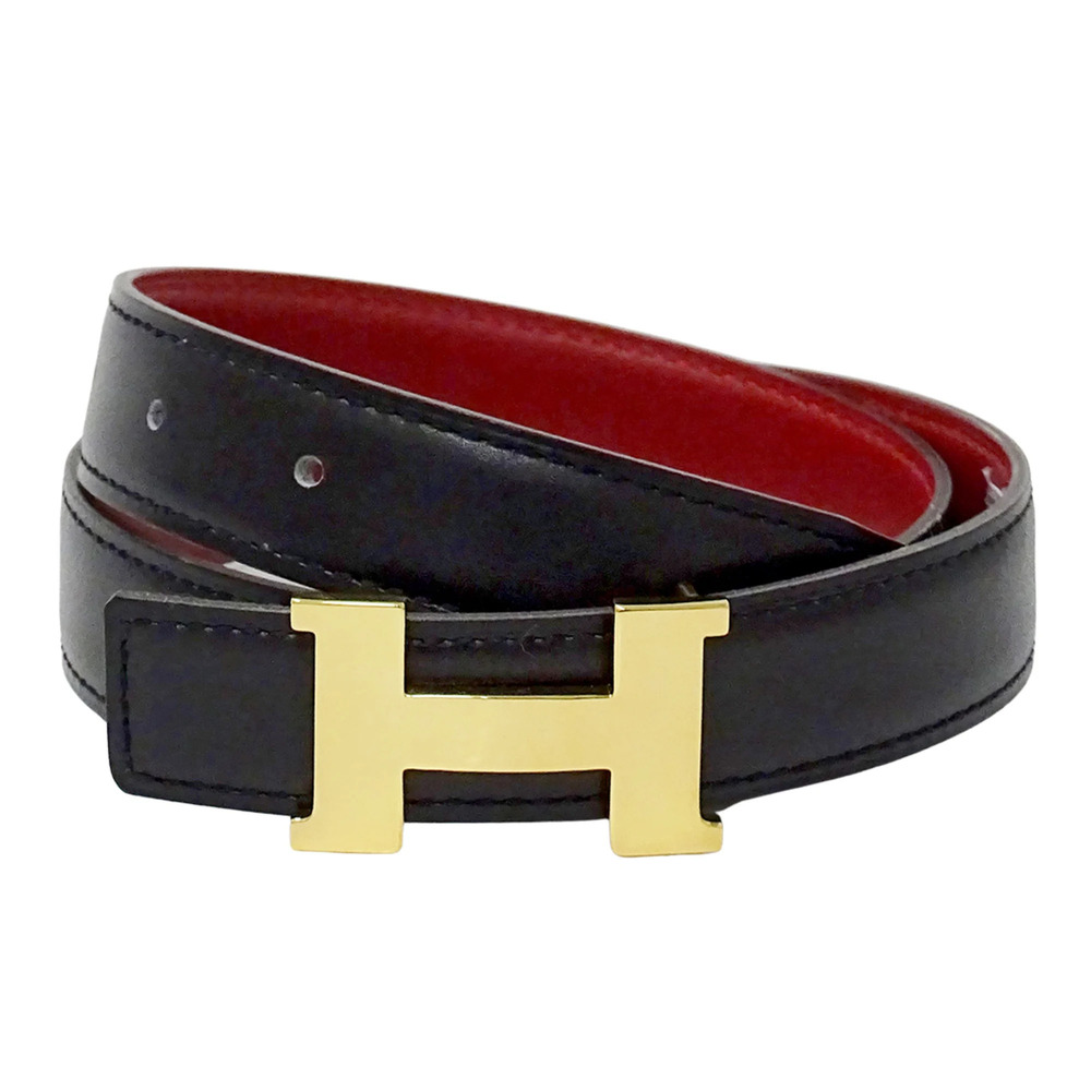 Hermes HERMES belt for women, brand name Mini Constance, leather, black and r...